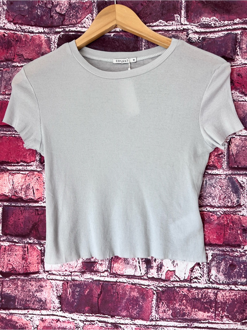 COMUNE 100% Cotton Pemberton Ribbed Crop Top Moonshine Gray